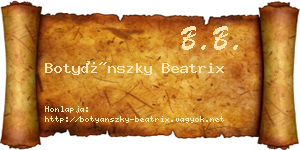 Botyánszky Beatrix névjegykártya